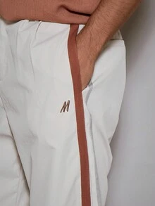 Musero Straight Leg Double Contrast Panel Detailing Trousers Pants Clasp Fastening Detail Fall/SPRING SUMMER - Apricot - View 5