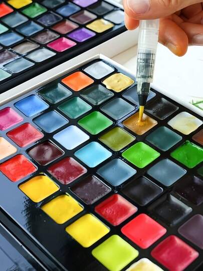 [Ilustração Cartoon Essencial] 24/48/72 Cores Tinta Aquarela Semi-Sólida, Especialmente para Pintura de Personagens, Pronta para Uso Sem Mistura, Conjunto de Pintura em Aquarela de Anime e Mangá, Kit de Coloração para Estudantes de Arte