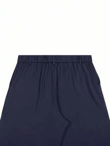 Manfinity Bizformal 男士西装裤，通勤休闲百搭直筒西装裤，腰部铆钉设计 - 藏蓝色 - 查看 6