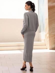 Modelyn Conjunto de suéter elegante con flores 3D para mujer