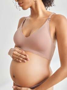 BloomMama Solid Color Comfortable Versatile Maternity Bras - Mocha Brown - View 5
