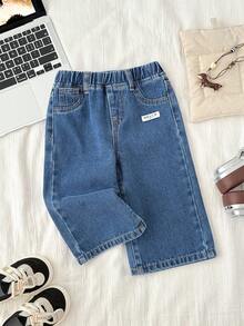 SHEIN 男童宽松蓝色牛仔裤 - 中等水洗藍 - 查看 8