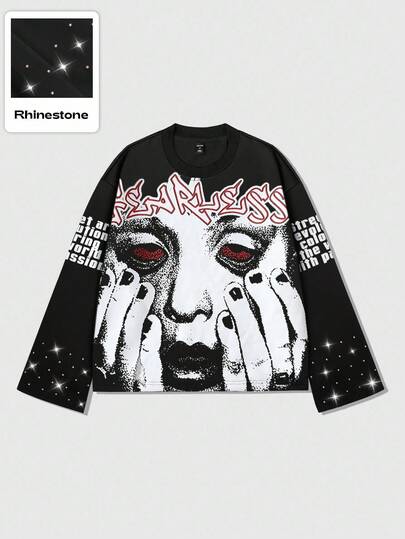 Street Life Men's Gothic Horror Element Print T-Shirt, Fall