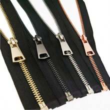 5条装单拉/双拉闭口金属拉链 #5，多种颜色可选，适用于服装裁剪和缝纫工艺 - 闭口设计，单拉/双拉黄铜拉链头，适用于夹克和手工艺品 - 黑色、金色、银灰色 - 5# 金屬 - 查看 8