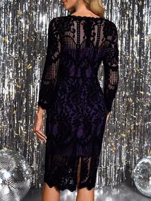 Gownix Women's Elegant Lace Fitted Party Dress, Autumn/Winter