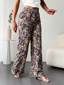 EURMUSE Pantaloni a gamba larga stampa paisley - Albicocca - Visualizzare 4