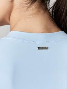 Missguided x Playboy Logo Cap Sleeve Fitted Crop TopAthletic Summer Tennis Workout Women Powder Baby Blue Yoga Fashion - Blue - View 6