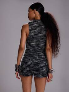 MUSERA توب مضلع مناسب بجوانب مفتوحة بدون أكمام، أنيق للخروج في فصل الخريف والشتاء، أنيق وأنثوي