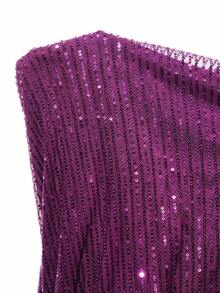 MaterniChic 镂空腰部长袖孕妇派对连衣裙 - 紫色 - 查看 7