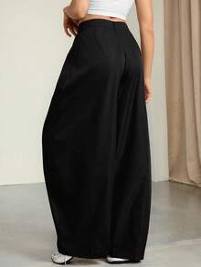 SHEIN Tall Women's Summer Retro Back To School Casual Hippie Street Loose Black Overalls, Tall Autumn And Winter Style Black Baggy Jeans Oversized Pants High Waisted Pants Pants Wide Leg Loose Pants, Winter Clothes For Women,Thanksgiving Outfit For Women, Black Pants,Casual Outfit For Women