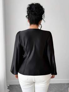 Elenzga Women's Elegant Casual 3D Floral Satin Long Sleeve Blouse