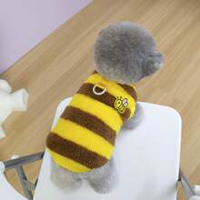 PETSIN 秋冬天鹅绒宠物背心 - 带牵引扣的保暖狗猫服装，舒适的泰迪熊和小动物室内服装，休闲宠物服装 - 黑色 - 查看 3