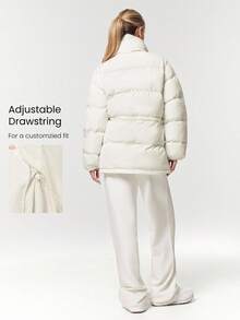 GLOWMODE Jachetă pufoasă PolarPlay, moale, caldă, rece, hidrofugă, ușoară, cu manșete reglabile, talie, mâneci detașabile, guler, toamnă și iarnă, pentru exterior, zilnic, casual