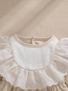 Souflis 2025秋冬新款优雅法式复古风米色长袖连衣裙，适合外出、上学、聚会、派对等场合，女宝宝连衣裙 - 米色 - 查看 6