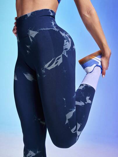 Easithlete 女士户外休闲弹力舒适扎染瑜伽紧身裤