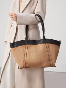 SHECARRY 时尚多功能通勤休闲手提包，适合日常使用 - 棕色 - 查看 8