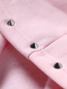 PAVTROS 2 件男士连帽运动衫和抽绳阔腿裤套装连帽衫和运动裤套装女士粉色运动服铆钉粉色套装粉色运动服粉色运动套装，秋冬装 - 粉色 - 查看 6