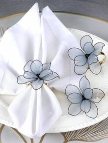 2/4 pièces Anneaux de serviette en dentelle florale de printemps, convient pour mariage, fête, célébration, pique-nique, camping, rassemblement rustique, décoration de table d'anniversaire, design minimaliste - Multicolore - Voir 6