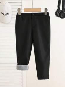 TaviRue Young Boys Casual Plain Straight Fit Thermal Lined Pants For School, Garden, Birthday, Fall, Halloween, Christmas, Thanksgiving, Autumn Winter Season Girls Winter Pantsgirls Thermal Lined Pants - Black - View 4