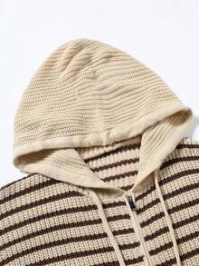 Claim Dot Cardigan casual con chiusura lampo e cappuccio, a maniche lunghe, con stampa a righe, adatto per l'autunno e l'inverno, da uomo