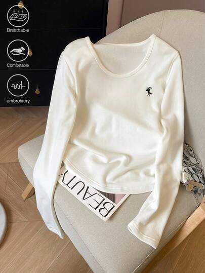 Franclia 刺绣圆领长袖 T 恤，送给朋友的礼物