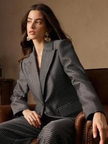 Anewsta Áo khoác blazer nữ tay dài họa tiết sọc gợn sóng Urban Chic - Nhiều màu - Xem 6