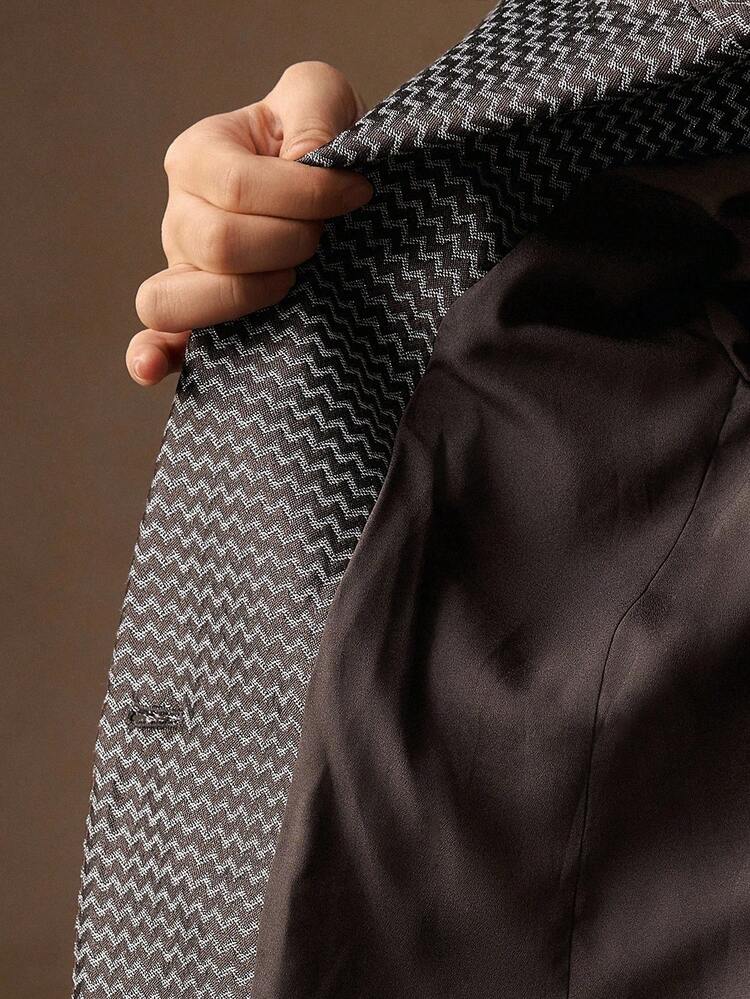 Urban Chic Striped Wavy Textured Long Sleeve Lapel Women Blazer