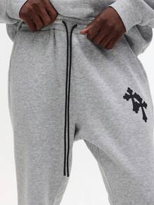 SUMWON Flared Co-Ord Set Drawstring Hoodie With Matching Sweatpants Winter Lounge Casual Streetwear Autumn Fall Season Fashion Two Piece Set College Campus Casual Wear - Grey - View 8