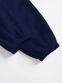 SHEIN BASICS 女士休闲宽松口袋纯色针织裤 - 藏蓝色 - 查看 7