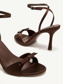 CUCCOO CHICEST 女士棕色沙丁鱼色露趾高跟凉鞋 - 銅色 - 查看 11