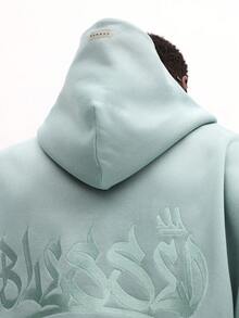 SUMWON Graffiti Print Pullover Hoodie Streetwear Aesthetic Hooded Sweatshirt Vintage Urban Design Winter Fashion Casual Wear - Green - View 7