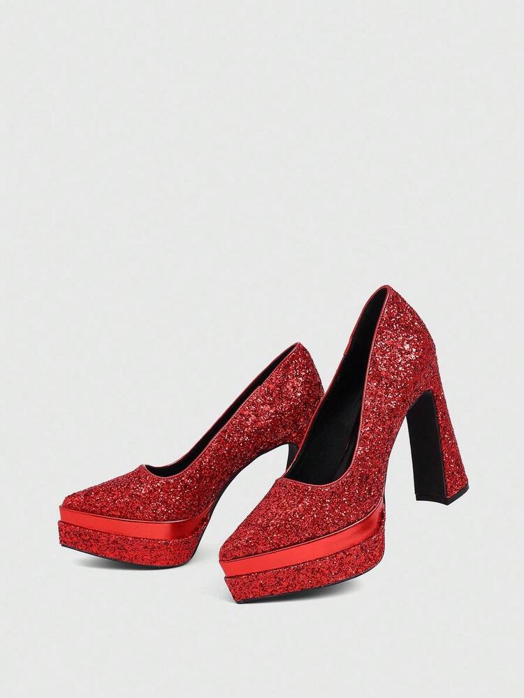 CUCCOO LuxiPop Women's Satin Platform High Heel Pumps, Suitable For Christmas, Halloween, Music Festivals, Nightclub Outfits In Autumn