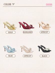 CUCCOO CHICEST Women's Fashionable High Heel Sandals With 3D Floral Decor BURGUNDY Sandals Spring Shoes Spring Break Easter Prom Heels - Burgundy - View 11