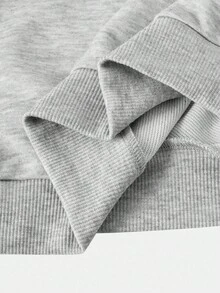 SHEIN Bộ 2 món/Bộ đồ thể thao thường ngày màu xám cho bé gái tuổi teen, Bộ đồ phong cách thể thao, phù hợp cho trẻ em mặc thường ngày, trở lại trường, lễ khai giảng, trang phục hàng ngày, đi học, du lịch, thể thao, thu/đông - Xám - Xem 8