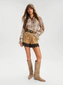Styleloop Botas altas de rodilla planas de estilo retro y casual para mujer - Marrón - Ver 2