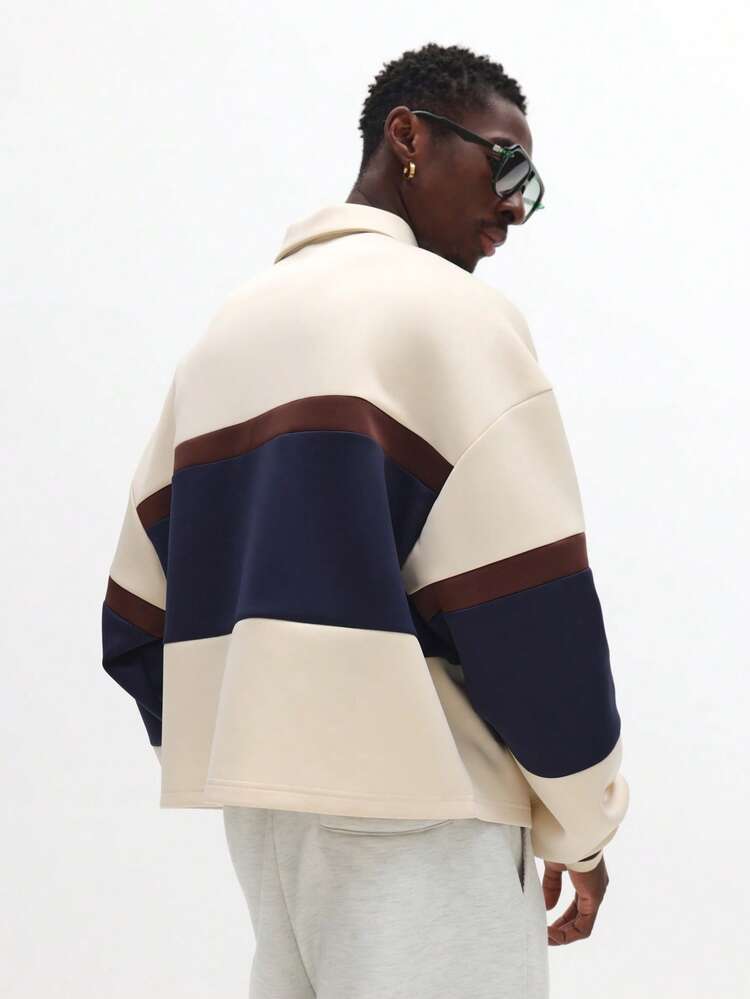 Color Block Polo With Contrast Bands And Embroidered Logo