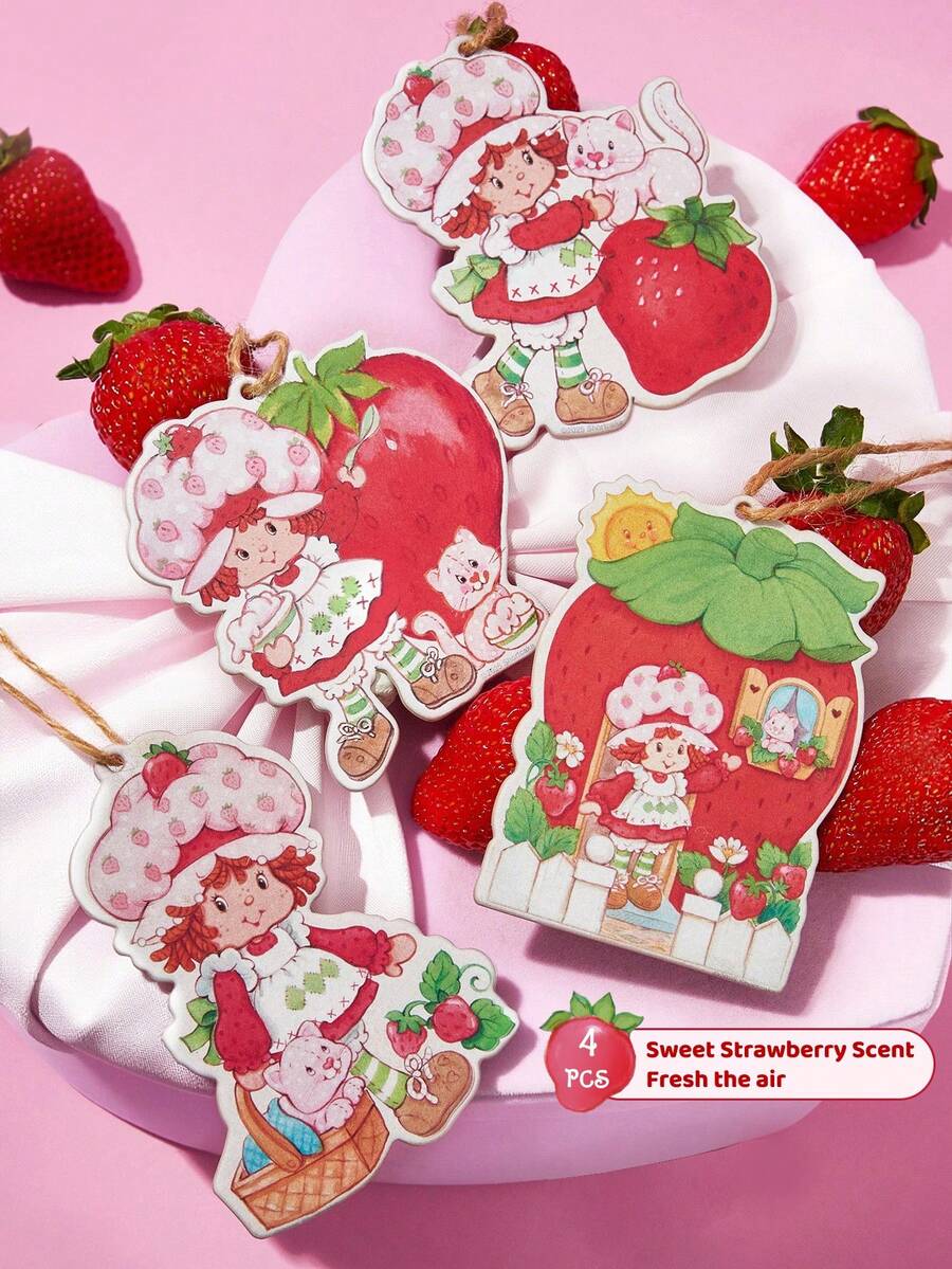 Strawberry Shortcake X SHEIN Cute Cartoon Strawberry Pattern Car Air Freshener,Gift Ideas - Multicolor - View 1