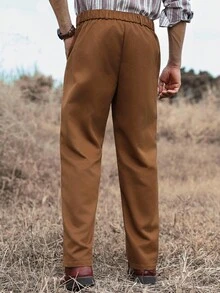 Manfinity Nomadique Men Casual Versatile Retro Solid Color Pants, Fall