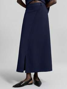 Ontre Bộ vest nữ phong cách đô thị mới mùa Xuân/Hè 2026, chất liệu vải chống nhăn, bao gồm áo blazer, áo vest và chân váy, trang phục công sở dáng rộng, trang phục thường ngày thoải mái dành cho nữ. - Màu xanh hải quân - Xem 7