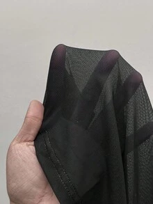 StreetHx Women's Black Mesh Pearl Necklace, Off Shoulder/Oblique Shoulder Y2K Sexy Punk Rock 2000s Style Casual Long Sleeve T-Shirt - Black - View 7