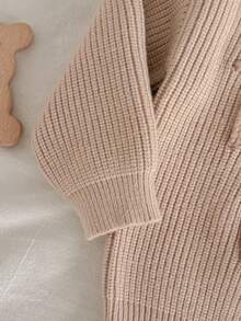 Loomiva Baby Boy Cartoon Bear & Letter Pattern Soft Knit Crew Neck Long Sleeve Sweater Autumn Winter Clothes For Women - Khaki - View 3