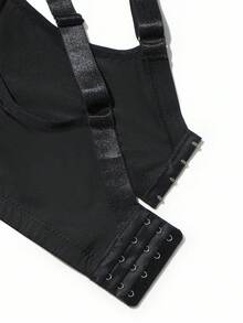 1pc Plus Size Lace Patchwork Wireless Bra, Lift - Black - View 10