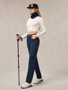 OutZeal 女士无氟防水弹力多口袋修身户外裤 徒步露营 - 藏蓝色 - 查看 5