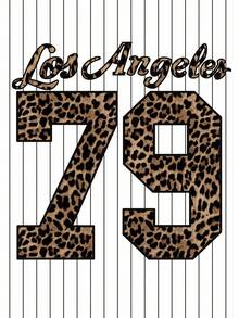 Rovax 女士数字和条纹印花 V 领落肩短袖宽松 T 恤，休闲图案猎豹印花 T 恤女式上衣