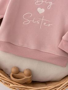 Loomiva Baby Girl Letter Pattern Soft Knit Crew Neck Long Sleeve Pullover Sweatshirt - Pink - View 7