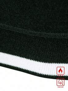 Manfinity Mode 男士保暖内衬休闲针织套头衫，秋冬季长袖上衣 - 軍綠色 - 查看 3