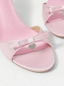 CUCCOO CHICEST Ladies' Pink Satin Round Toe High Heel Sandals With Ankle Strap Spring Shoes Spring Break Easter Prom Heels