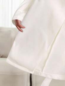 SHEIN Lady 2025 New Autumn And Winter Lapel Wool Coat Elegant Women Fall Trench Women Coat Double-Breasted Wool Coat With Suspenders Design Winter Autumn - White - View 5