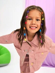 Maija Kids Maija Kids 2 Stücke Mädchen Cord Langarm Top und Hose Set, Stickerei, Herbst/Winter