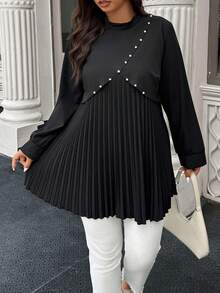 Easura Camisa con espalda fruncida y cuentas para tallas grandes